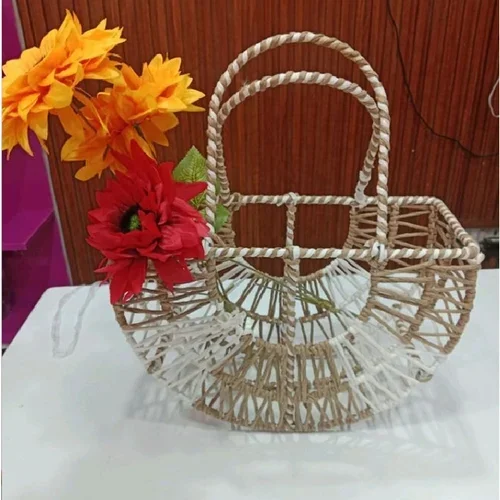 Beige Raffia Gift Hamper Basket